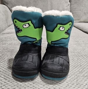 Fur Lined Dinosaur Winter Boots, 24 Months